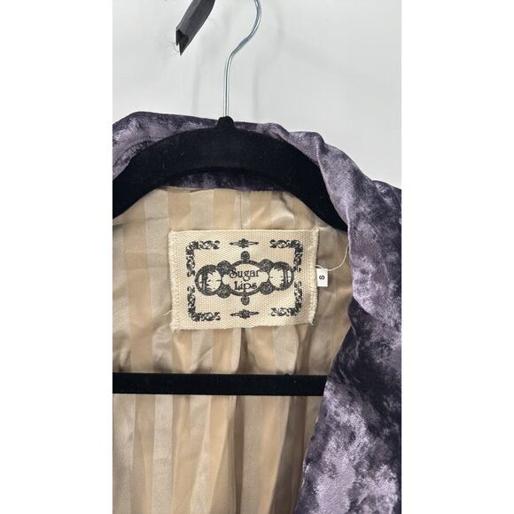 Sugar Lips vintage Y2K 90s soft purple velvet lined jacket blazer w/ribbon tie - Picture 4 of 8